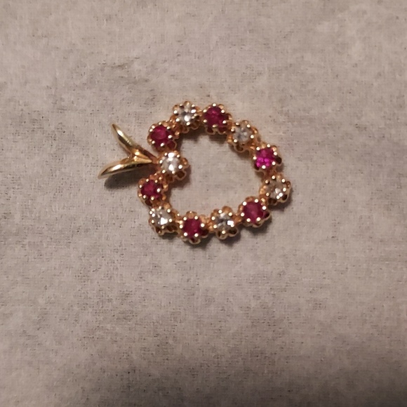 Heart Shaped Ruby & Diamond Gold Pendant - Picture 8 of 8